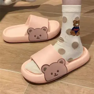 รองเท้าแตะน้อนหมีสไตล์เกาหลี สีชมพู