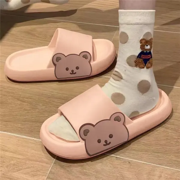 รองเท้าแตะน้อนหมีสไตล์เกาหลี สีชมพู